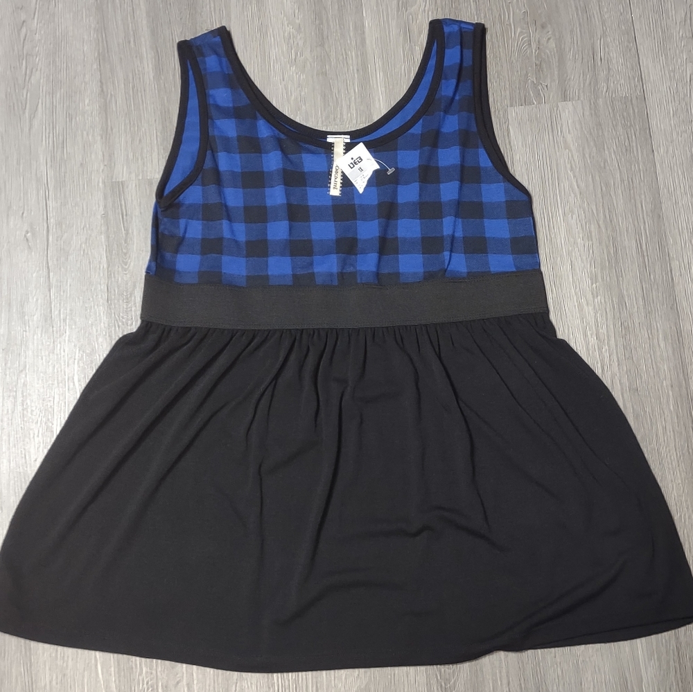 Blue and Black Women's Top